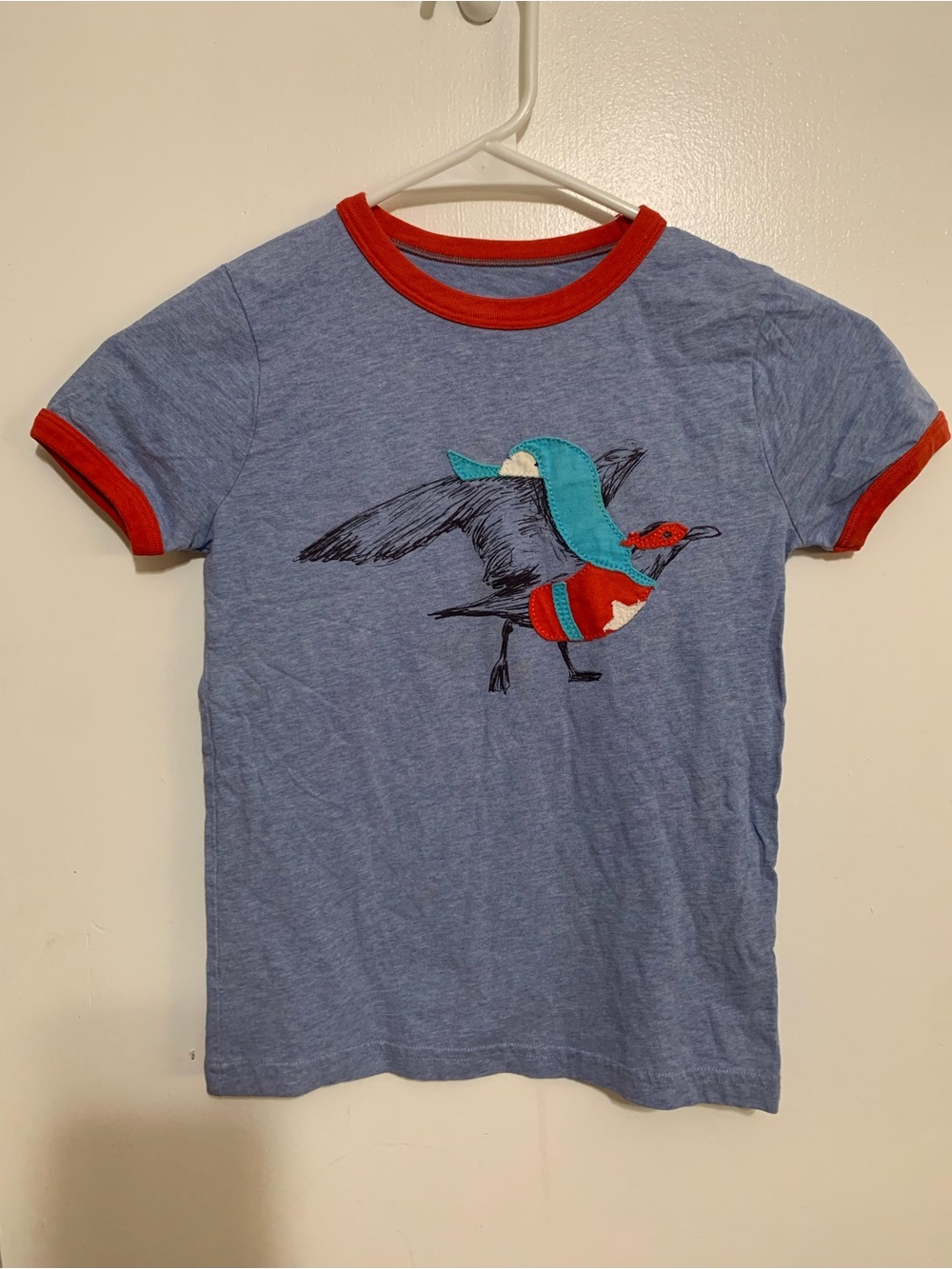 Mini Boden Boys 5-6Y Pilot Bird Appliqué Ringer T-Shirt Made in Portugal